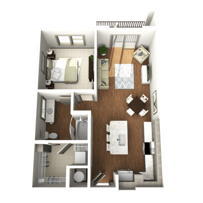 a1 floor plan  1 bedroom with 2 baths  129796